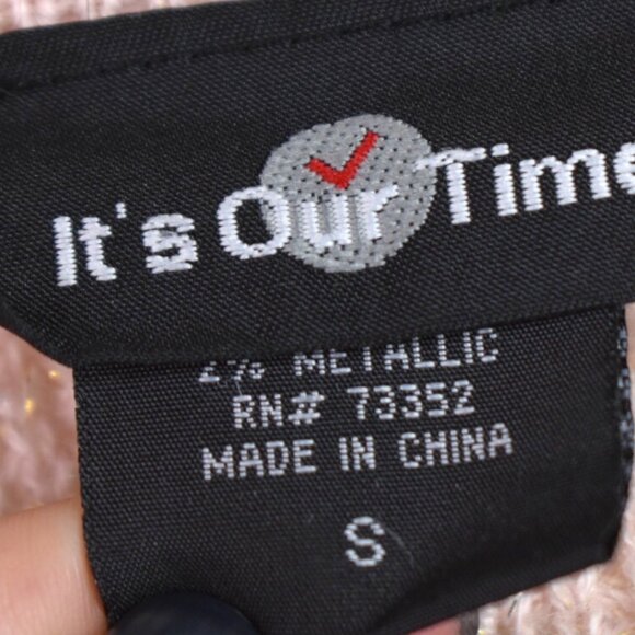 Its Our Time Sweater S Womens Blush Pink Knit Stretch Metallic Eyelet Pullover, - Picture 4 of 9